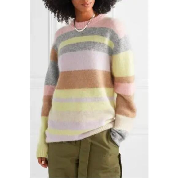 Acne Studios Kalbah Mohair Wool Stripe Longline Oversized Sweater, Size XXS, EUC - Picture 2 of 16